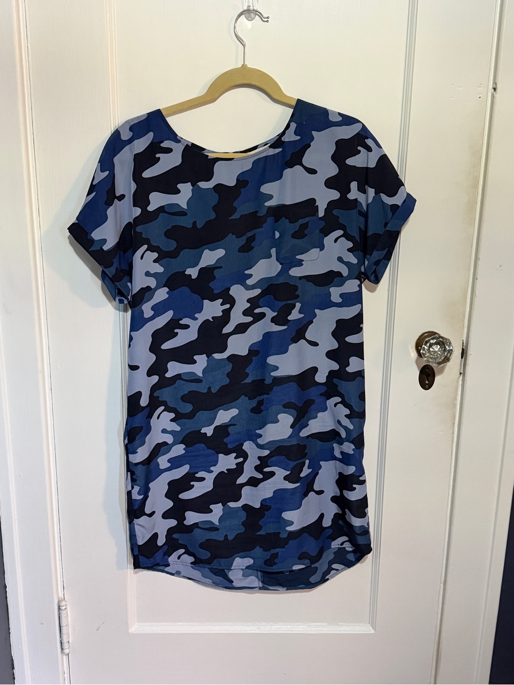 Caslon Blue Camouflage Short Sleeve dress